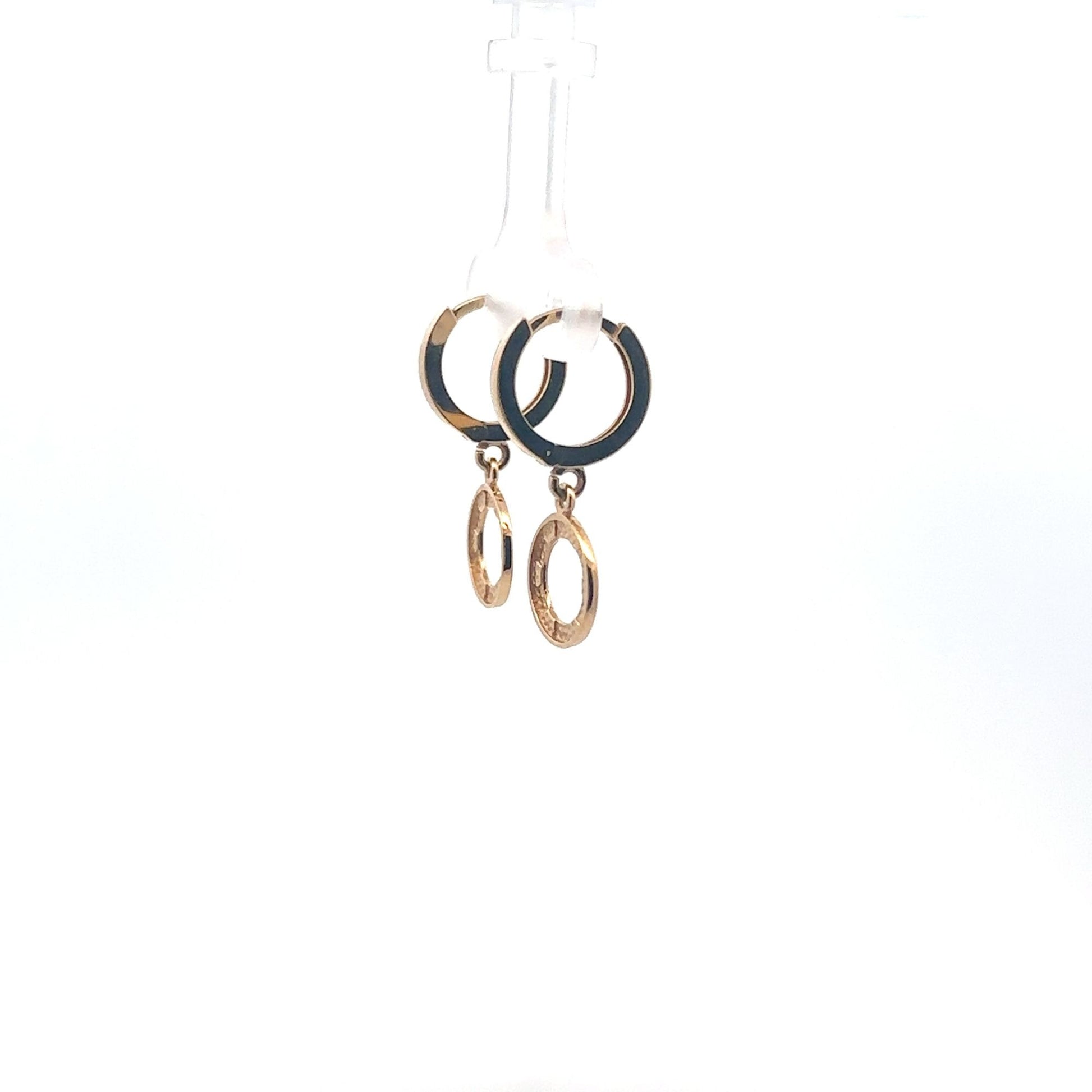 18K Gold Earrings Round Hoops Dangles - Rafant