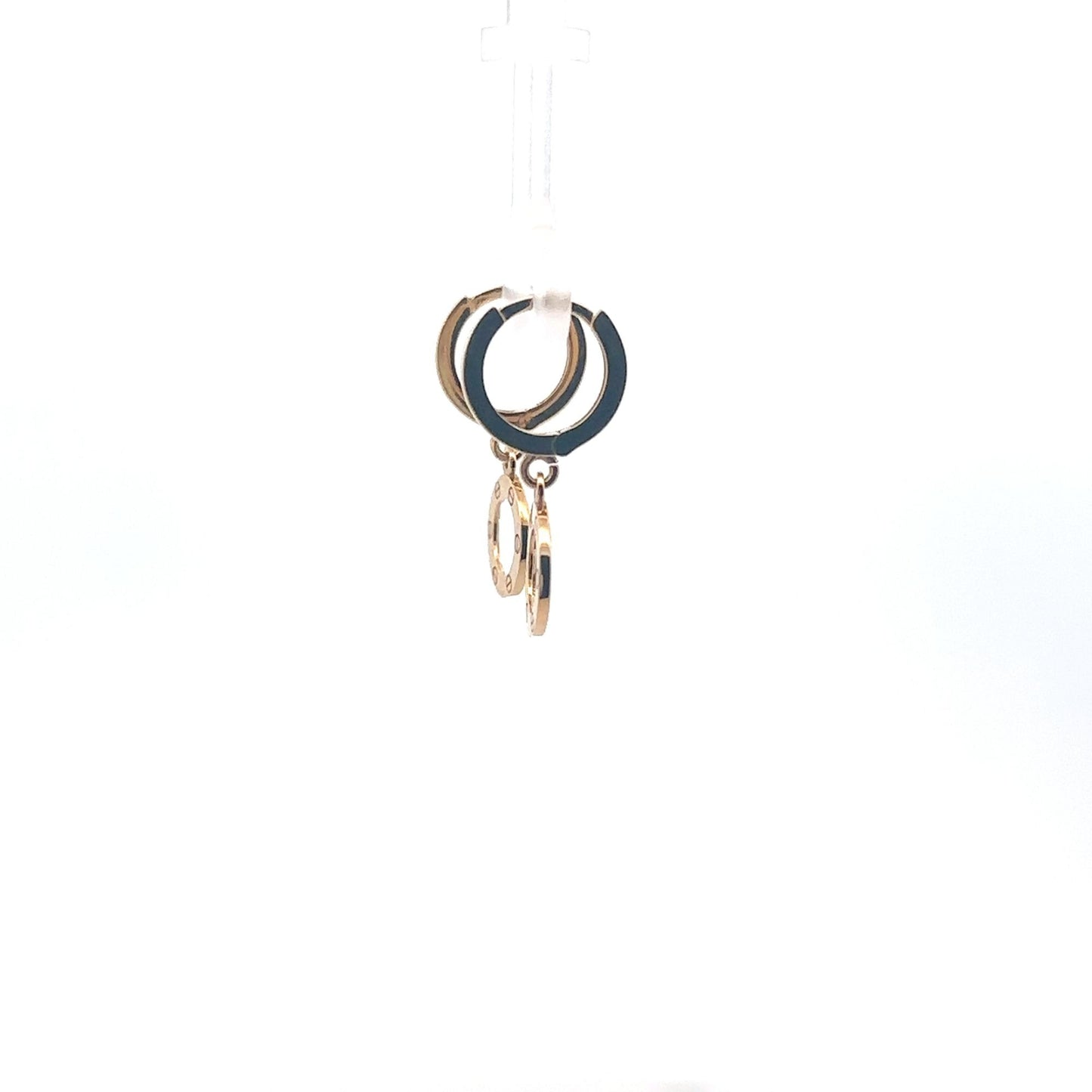 18K Gold Earrings Round Hoops Dangles - Rafant