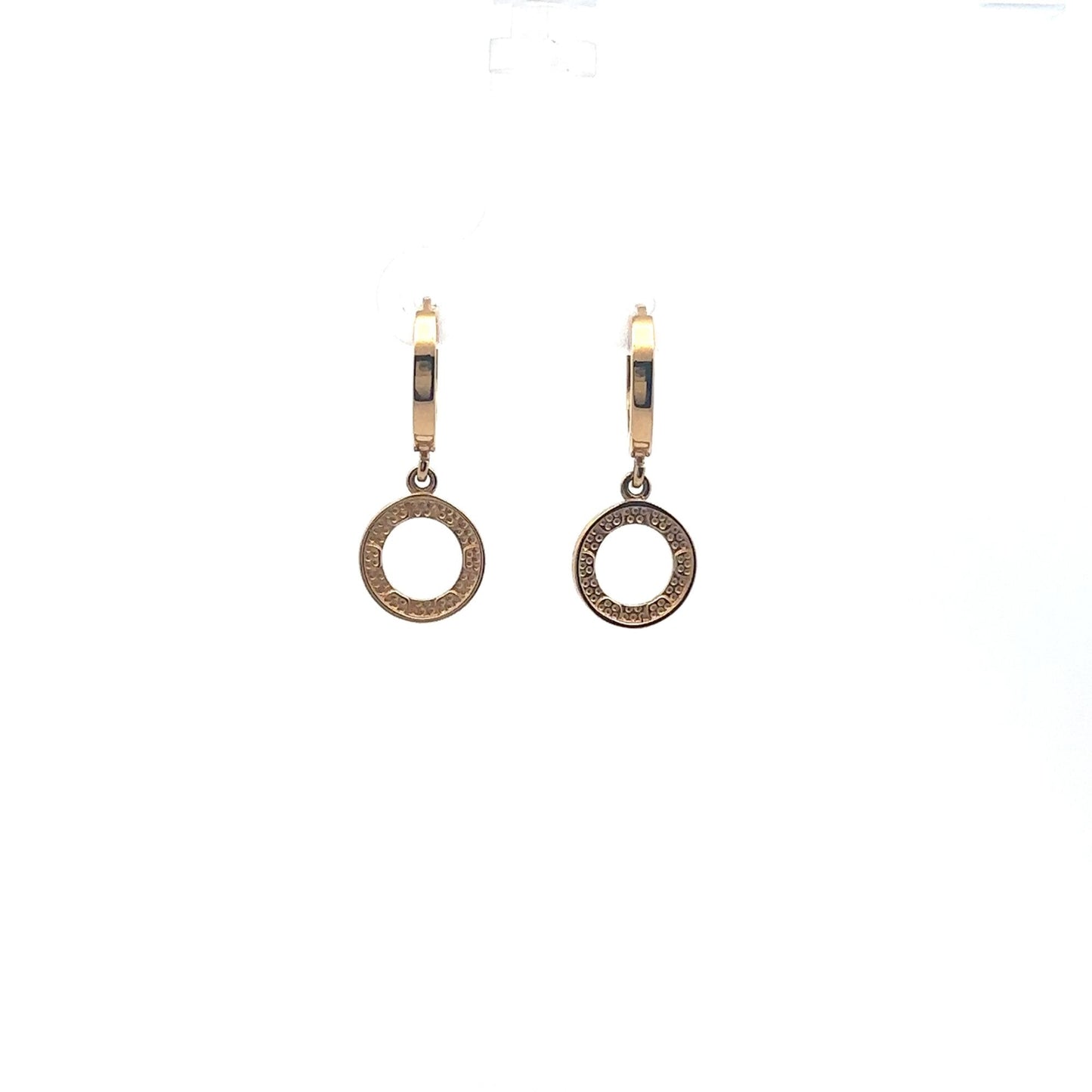 18K Gold Earrings Round Hoops Dangles - Rafant