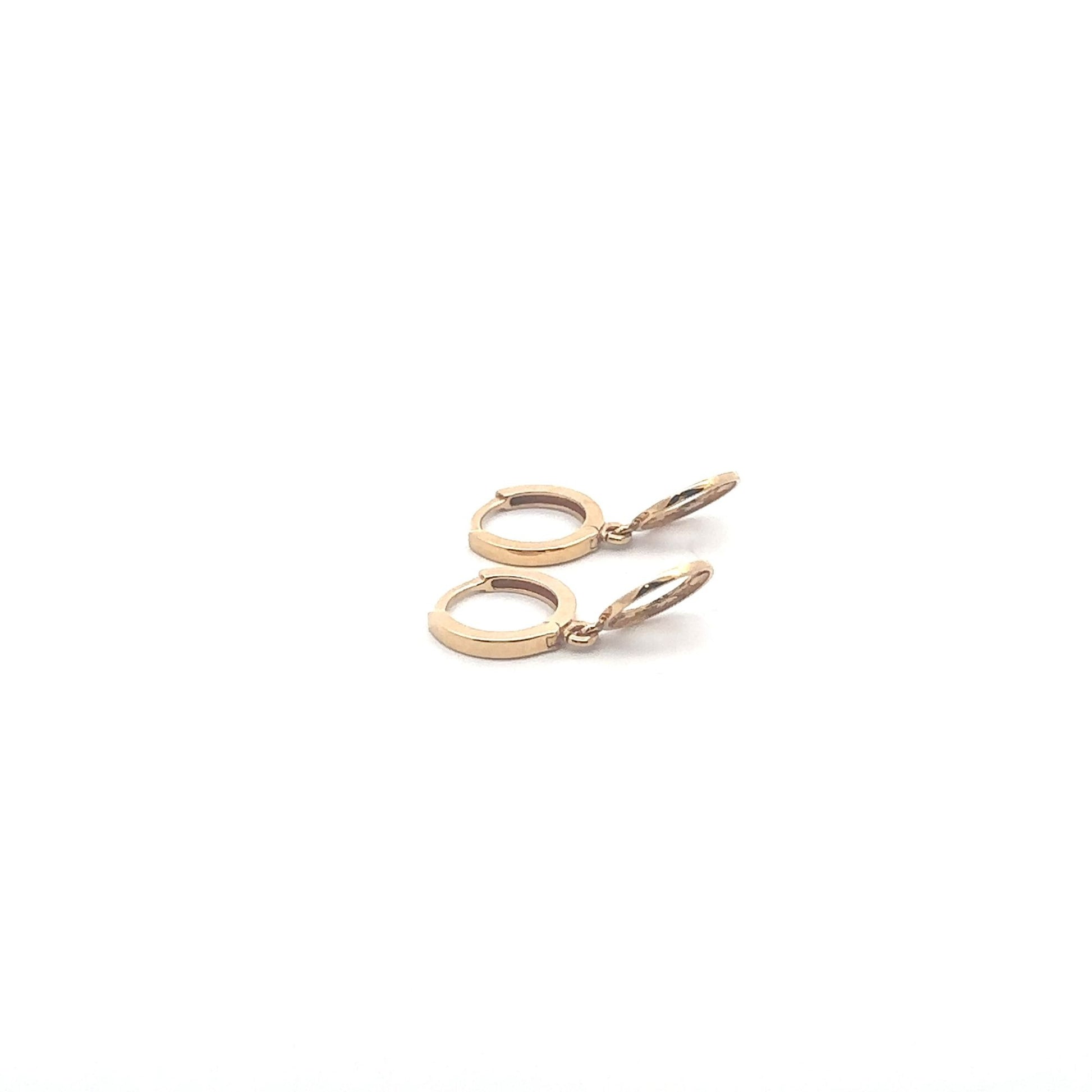 18K Gold Earrings Round Hoops Dangles - Rafant