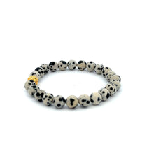 Load image into Gallery viewer, 18K Gold Money Ball Lucky Bracelet Gemstones Dalmatian Jasper 6mm - Rafant
