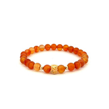 Load image into Gallery viewer, 18K Gold Money Bag Lucky Charm Beads Bracelet Gemstones Carnelian 6mm - Rafant
