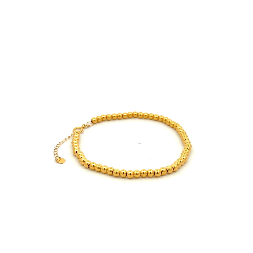 18K Gold Bracelet Beaded Balls Size 6 inches plus 0.75 inch 1.19 grams - Rafant