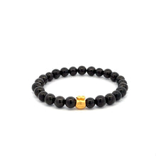 Load image into Gallery viewer, 24K Yellow Gold Money Bag Lucky Bracelet Gemstones Shungite 6mm - Rafant
