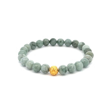 Load image into Gallery viewer, 18K Gold Money Ball Lucky Bracelet Gemstones Natural Burmese Jade 6mm - Rafant
