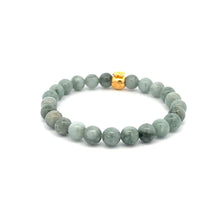 Load image into Gallery viewer, 18K Gold Money Bag Lucky Charm Bracelet Natural Burmese Jade Gemstones 6mm - Rafant
