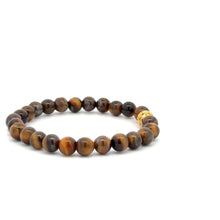 Load image into Gallery viewer, 18K Gold Money Ball Lucky Charm Beads Bracelet Gemstones Tiger&#39;s Eye 6mm - Rafant
