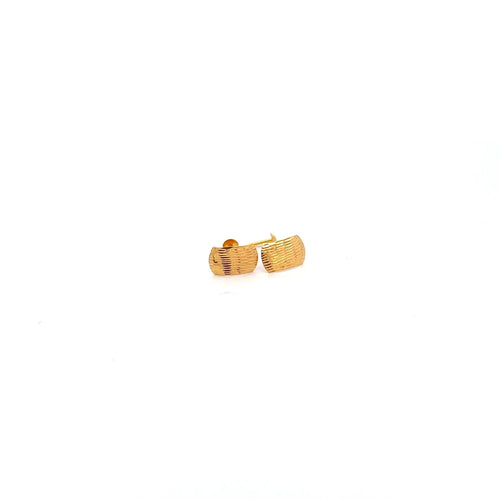 18K Gold Earrings Screw Type Rectangle - Rafant