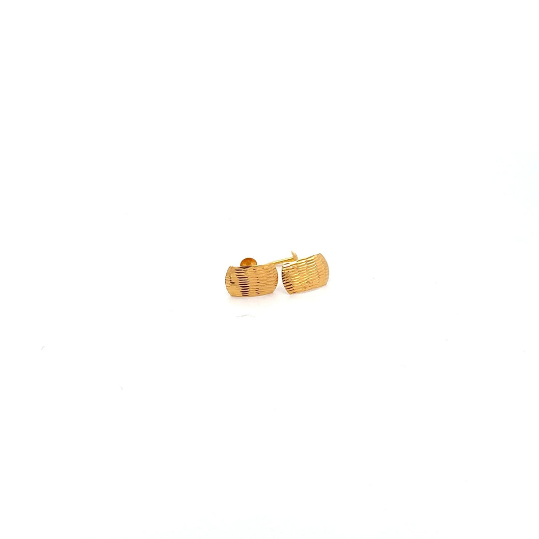 18K Gold Earrings Screw Type Rectangle - Rafant