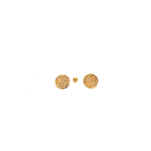 18K Gold Earrings Screw Type Round Circle - Rafant