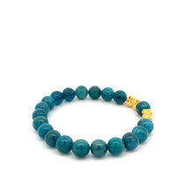 Load image into Gallery viewer, 18K Gold Dragon Pixiu Double Piyao Lucky Charm Bracelet Gemstones Apatite 8mm - Rafant
