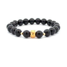 Load image into Gallery viewer, 18K Gold Money Bag Lucky Charm Beads Bracelet Gemstones Onyx 8mm - Rafant
