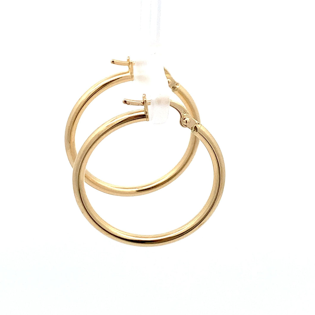 18K Gold Earrings Hoops Polished Plain 1.52 grams - Rafant