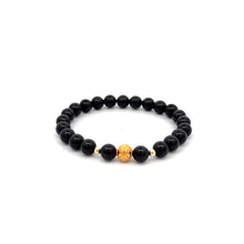 Load image into Gallery viewer, 18K Gold Money Ball Lucky Charm Beads Bracelet Gemstones Natural Black Tourmaline 6mm - Rafant
