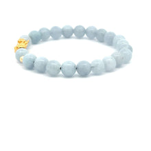 Load image into Gallery viewer, 18K Gold Dragon Pixiu Piyao Lucky Charm Beads Bracelet Gemstones Aquamarine 6mm - Rafant
