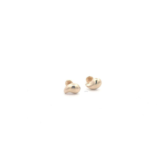 14K Gold Stud Earrings Teardrop Screw Back Type Tiny - Rafant