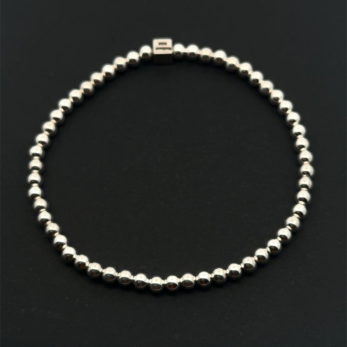 925 Sterling Silver Beaded Stretch Bracelet | Rafant