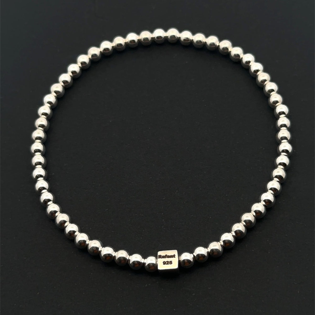 925 Sterling Silver Beaded Stretch Bracelet | Rafant