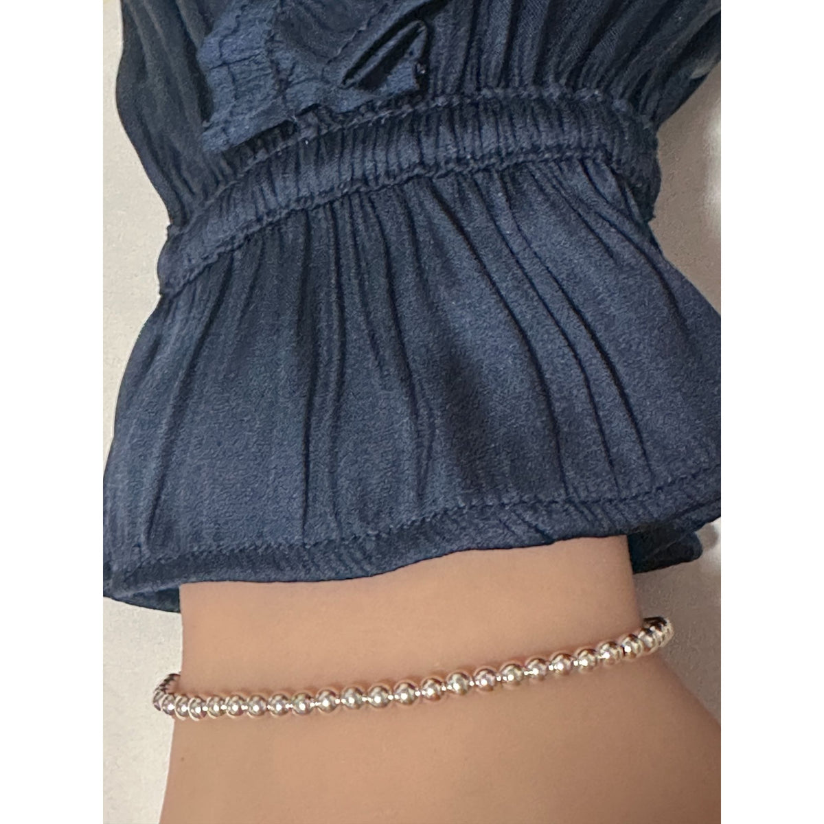925 Sterling Silver Beaded Stretch Bracelet | Rafant