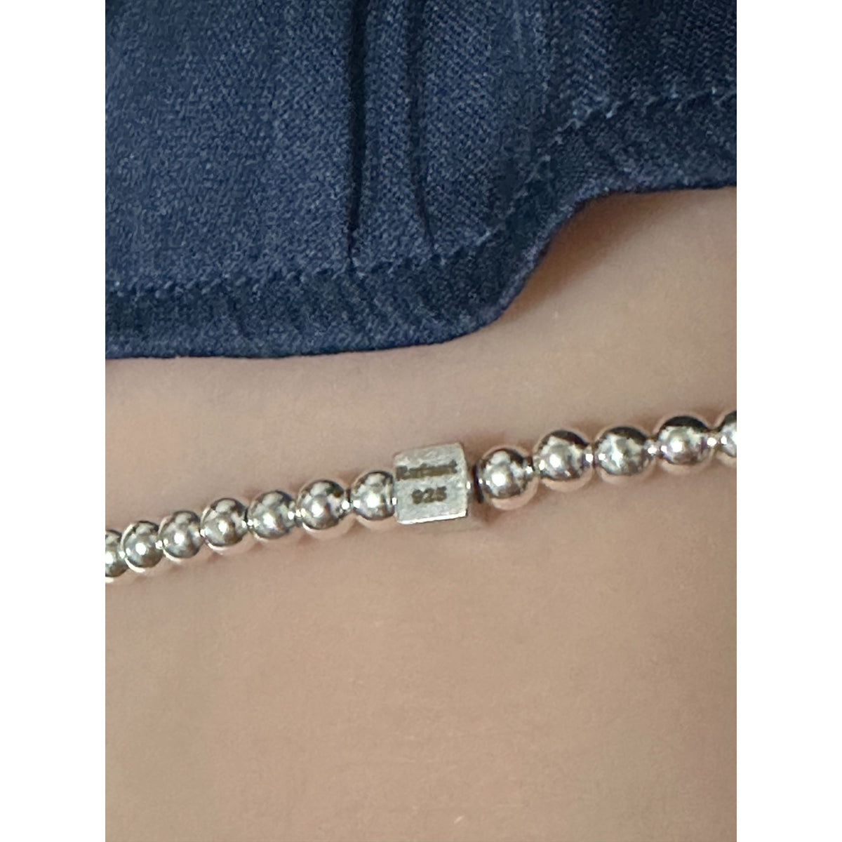 925 Sterling Silver Beaded Stretch Bracelet | Rafant