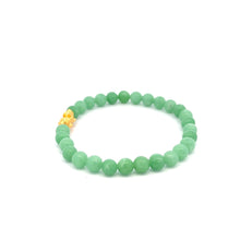 Load image into Gallery viewer, 24K Gold Piyao Pixiu Lucky Charm Bracelet Gemstones Green Jade 6mm - Rafant
