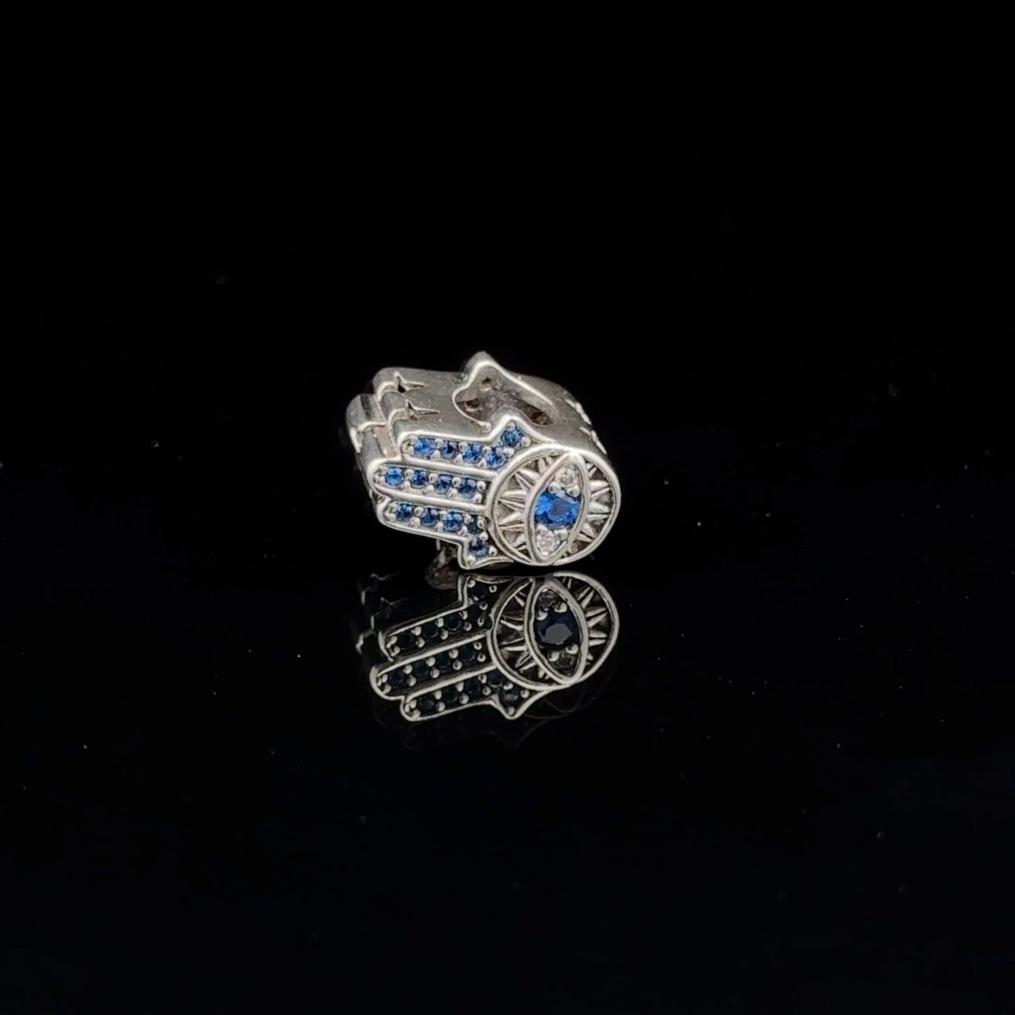925 Sterling Silver Charm Bead  Hand of Fatima Hamsa For Charm Bracelet Necklace - Rafant