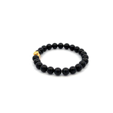 Load image into Gallery viewer, 18K Gold Charm Bracelet Natural Black Tourmaline Gemstones 6mm Money Bag - Rafant
