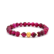 Load image into Gallery viewer, 18K Gold Money Ball Lucky Charm Beads Bracelet Gemstones Pink Tiger&#39;s Eye 6mm - Rafant
