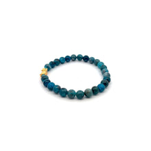 Load image into Gallery viewer, 18K Gold Pixiu Piyao Lucky Charm Bracelet Natural Apatite Gemstones 6mm
