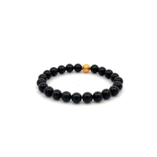 Load image into Gallery viewer, 18K Gold Money Ball Lucky Bracelet Gemstones Natural Black Tourmaline 6mm - Rafant
