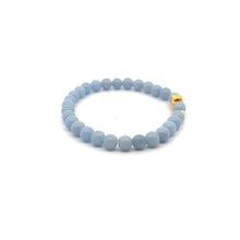 Load image into Gallery viewer, 18K Gold Money Bag Lucky Charm Beads Bracelet Gemstones Natural Angelite 6mm - Rafant
