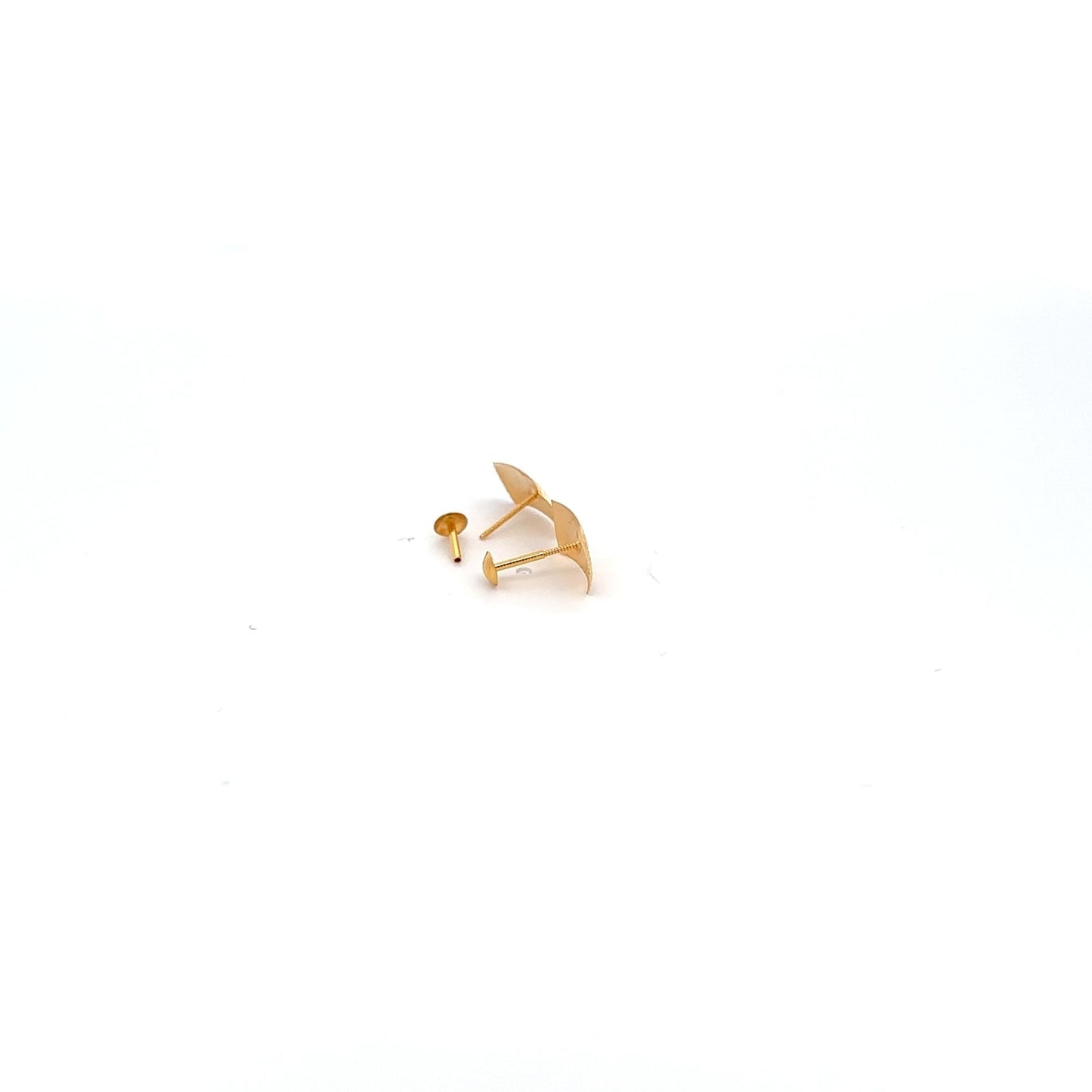 18K Gold Earrings Screw Type Rectangle - Rafant