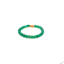 Load image into Gallery viewer, 18K Gold Pixiu Piyao Lucky Charm Bracelet Natural Green Agate Gemstones 6mm
