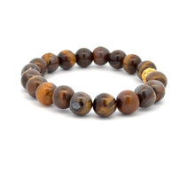 Load image into Gallery viewer, 18K Gold Money Ball Lucky Charm Beads Bracelet Gemstones Tiger&#39;s Eye 8mm - Rafant
