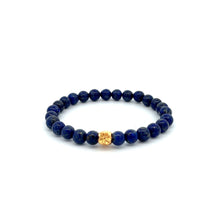 Load image into Gallery viewer, 18K Gold Money Bag Lucky Charm Bracelet Gemstones Lapis Lazuli 6mm - Rafant
