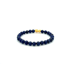 Load image into Gallery viewer, 18K Gold Dragon Pixiu Piyao Lucky Charm Bracelet Gemstones Lapis Lazuli 6mm - Rafant
