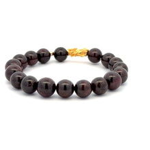 Load image into Gallery viewer, 18K Gold Dragon Pixiu Piyao Lucky Charm Beads Gemstones Garnet 8mm - Rafant
