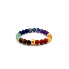 Load image into Gallery viewer, 18K Gold Money Bag Lucky Charm Bracelet Gemstones Natural Matte Chakra 6mm - Rafant
