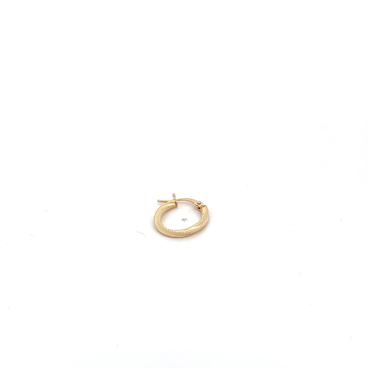 18K Gold Earring Hoop Oval Spiral textured One Piece Only - Rafant