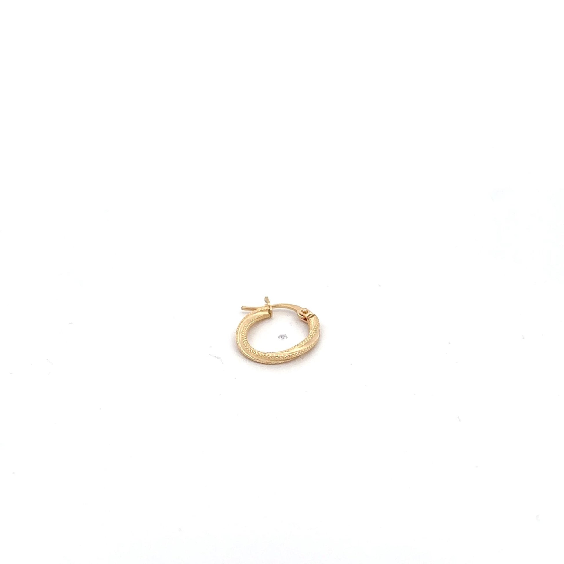 18K Gold Earring Hoop Oval Spiral textured One Piece Only - Rafant
