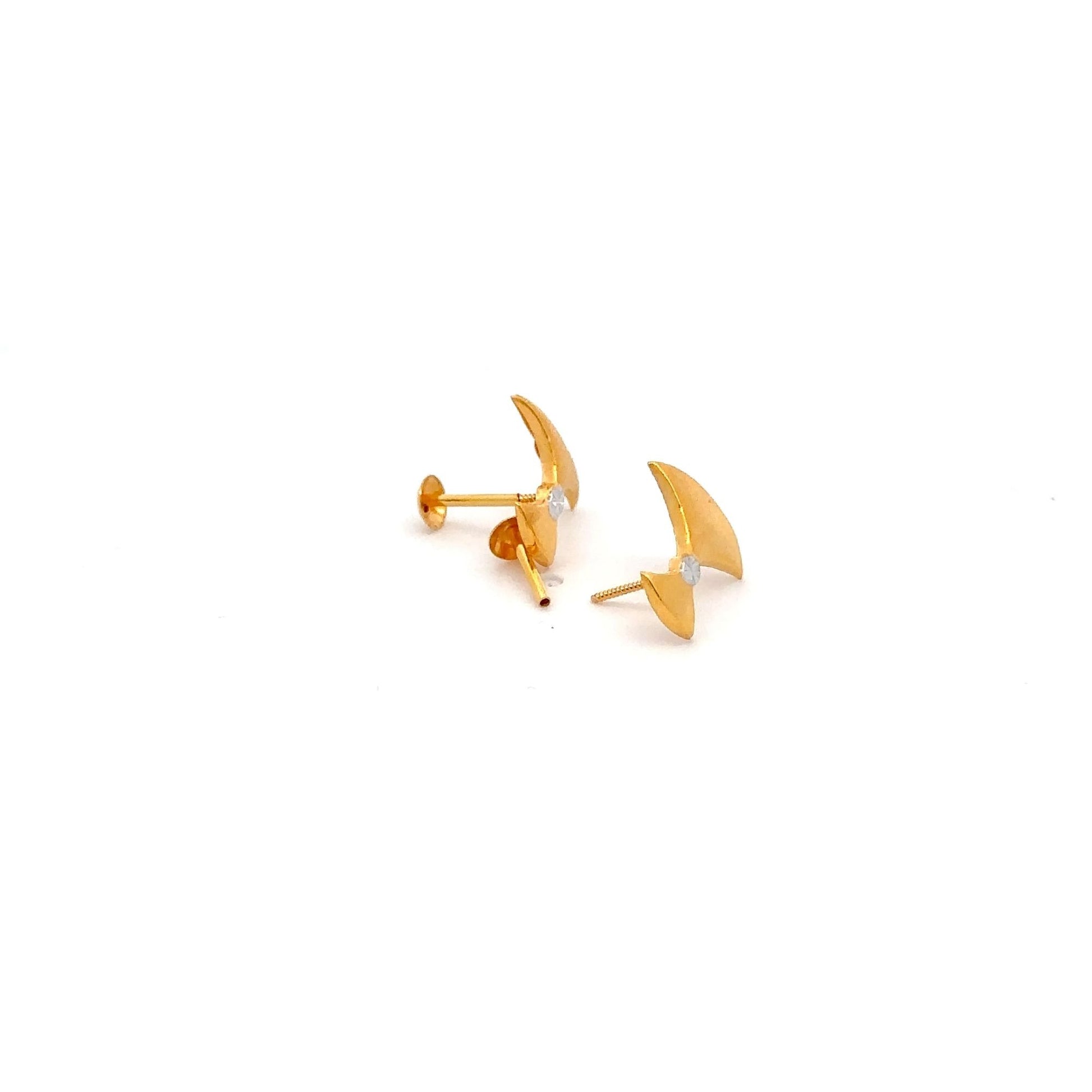 18K Gold Earrings Stud Screw Type Small - Rafant