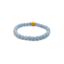 Load image into Gallery viewer, 24K Gold Money Bag Lucky Charm Stretchable Bracelet Natural Angelite 6mm - Rafant
