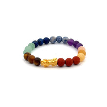 Load image into Gallery viewer, 24K Gold Piyao Pixiu Lucky Charm Bracelet Gemstones Matte Chakra 6mm - Rafant
