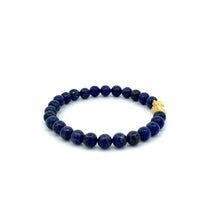 Load image into Gallery viewer, 18K Gold Dragon Pixiu Piyao Lucky Charm Bracelet Gemstones Lapis Lazuli 6mm - Rafant
