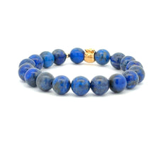 Load image into Gallery viewer, 18K Gold Money Bag Lucky Charm Beads Bracelet Gemstones Lapis Lazuli 8mm - Rafant
