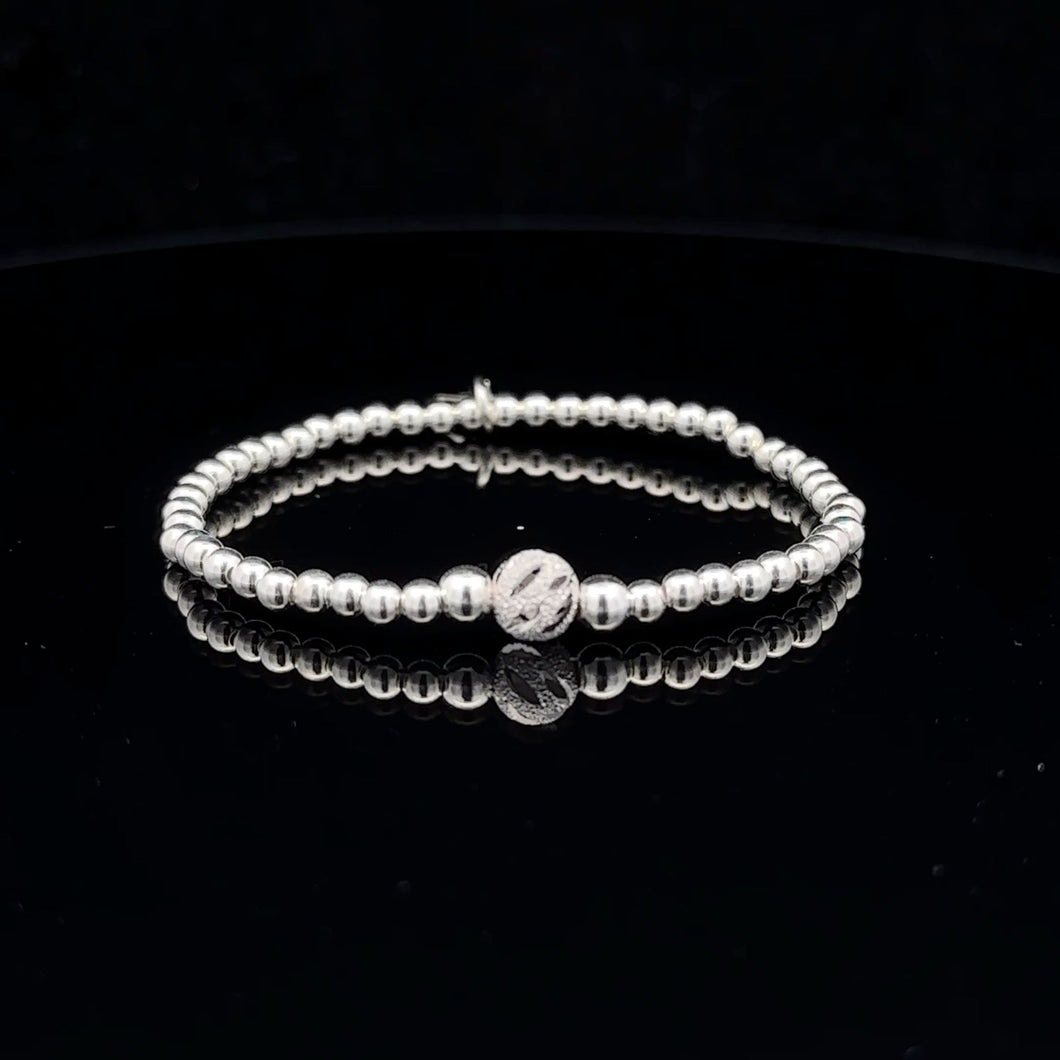 925 Sterling Silver Beaded Stretch Stacking Bracelet Minimalist