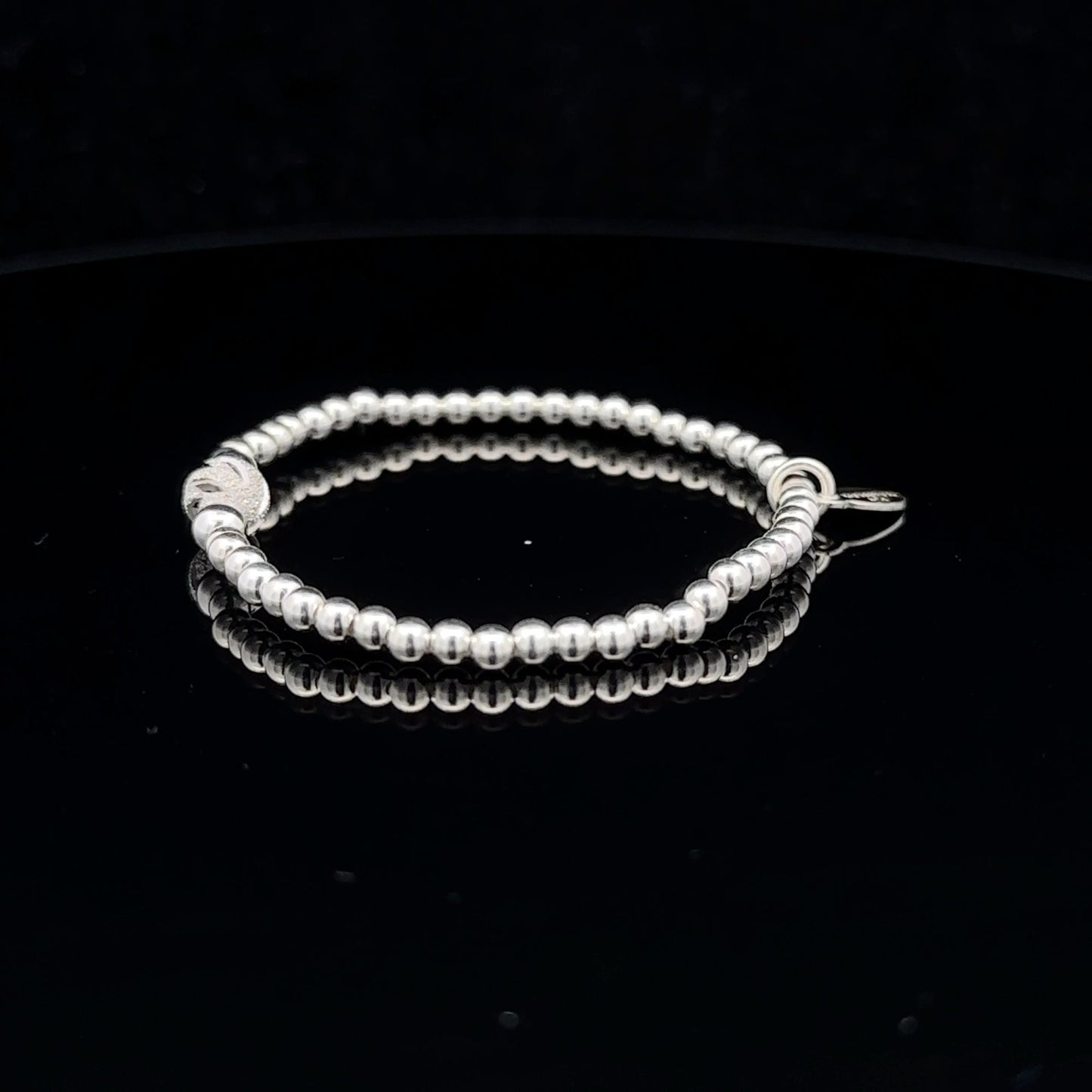 925 Sterling Silver Beaded Stretch Stacking Bracelet Minimalist - Rafant