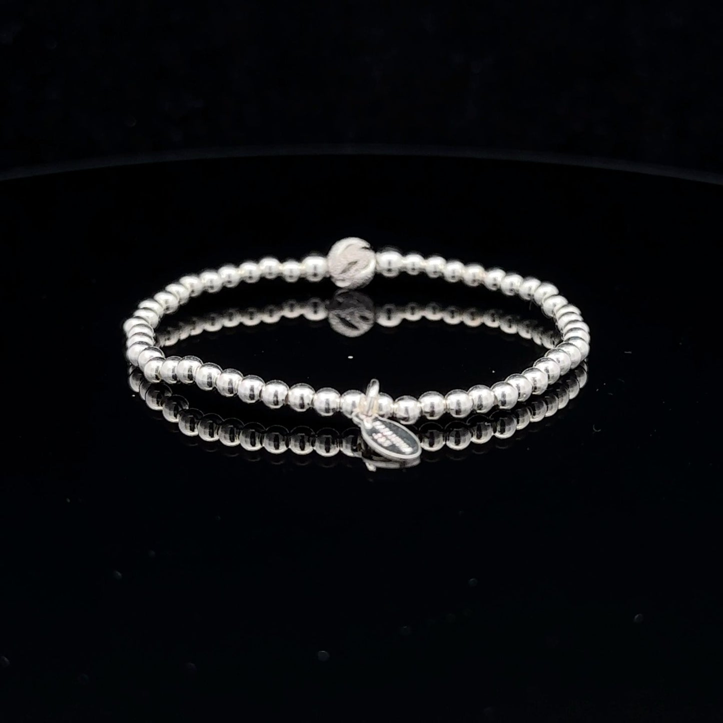 925 Sterling Silver Beaded Stretch Stacking Bracelet Minimalist - Rafant