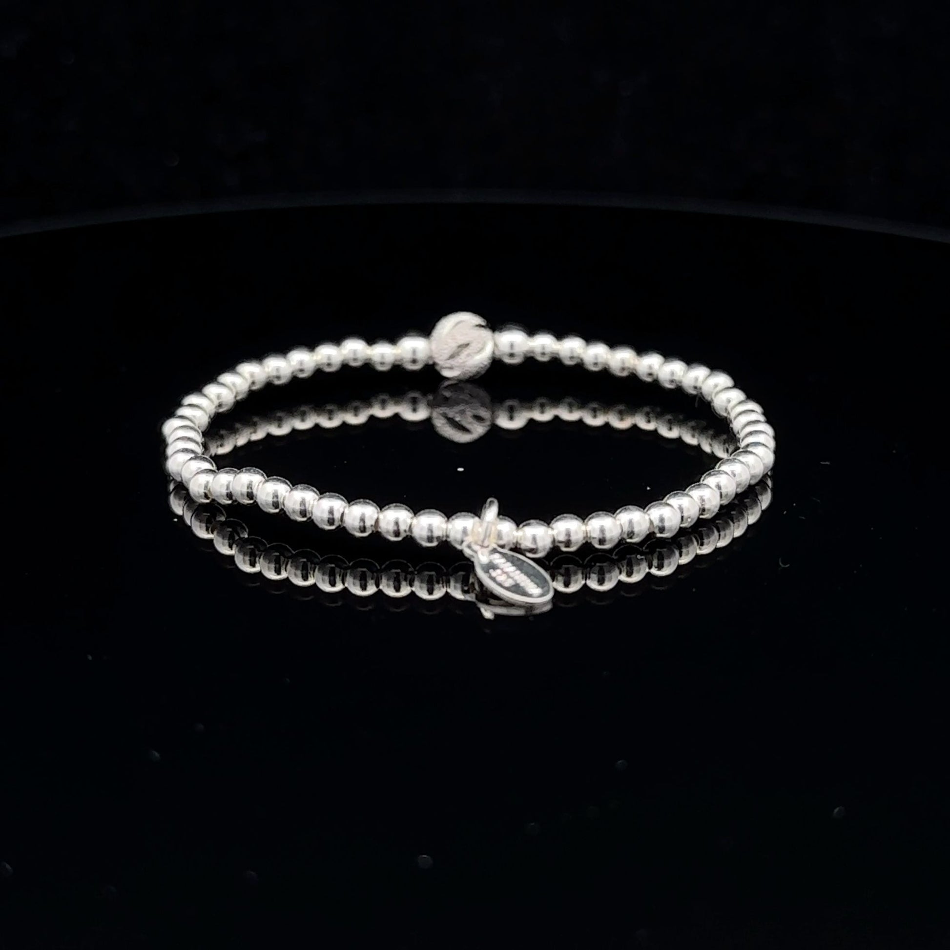 925 Sterling Silver Beaded Stretch Stacking Bracelet Minimalist - Rafant