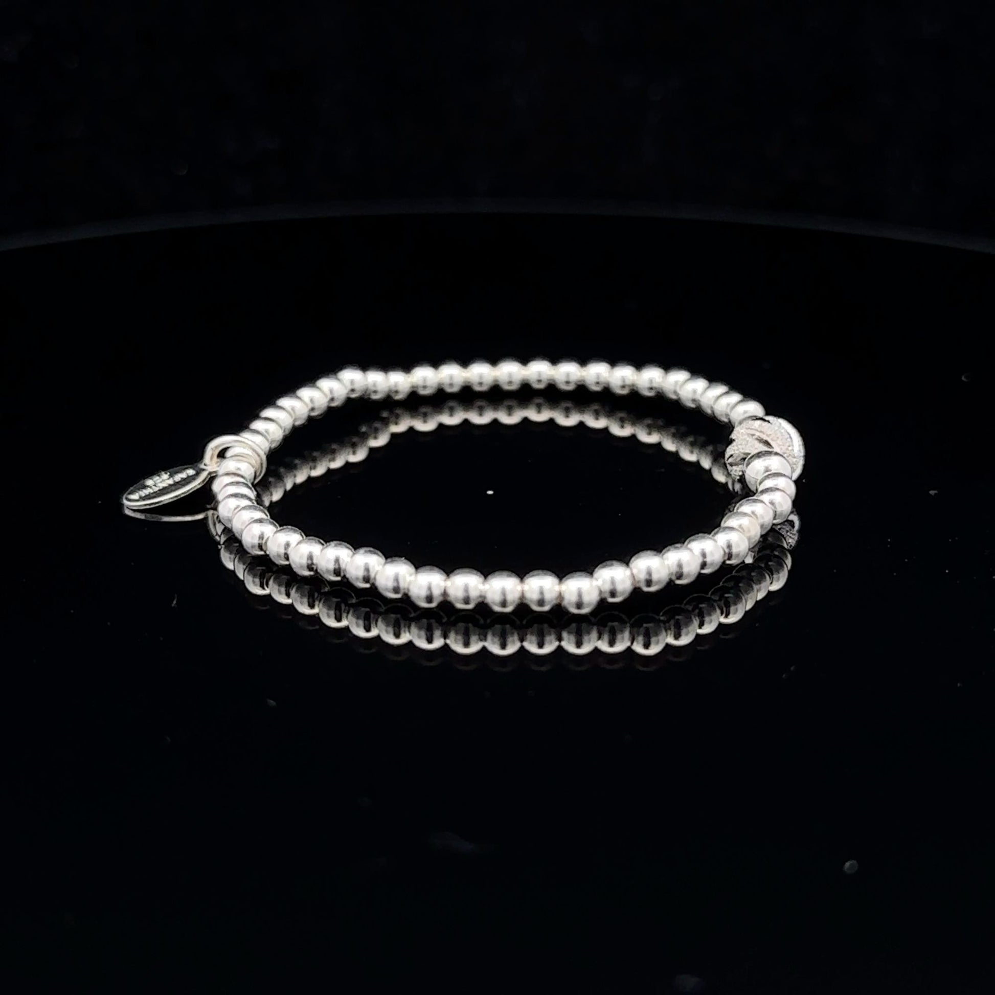 925 Sterling Silver Beaded Stretch Stacking Bracelet Minimalist - Rafant